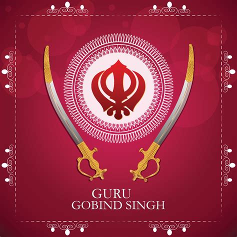 Happy Guru Gobind Singh Jayanti Celebration With Sikh Symbol Khanda