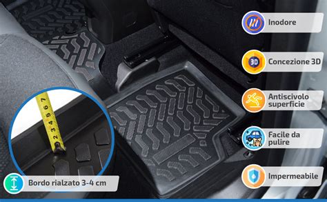 3D Tappeti Tappetini Per Auto In TPE Gomma Premium Su Misura Per Fiat