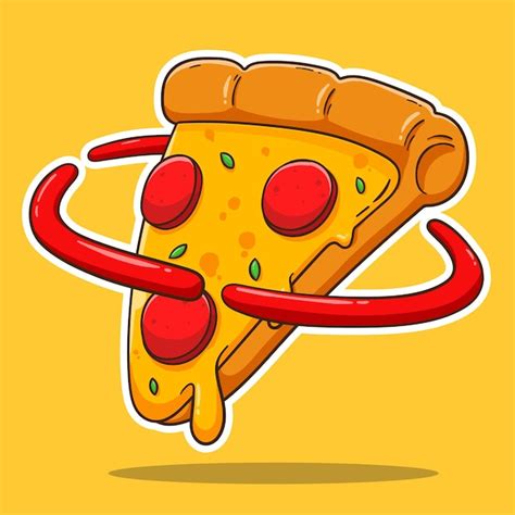 Ilustração desenho animado planeta pizza design vetorial comida rápida