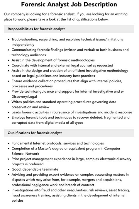 Forensic Analyst Job Description Velvet Jobs