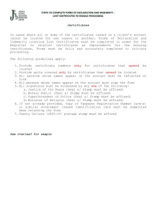 Fillable Online Steps To Complete Form Of Declaration And Indemnity