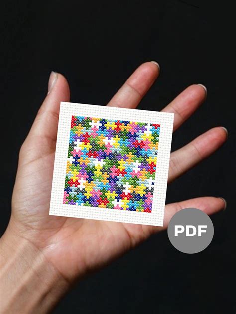 Colourful Jigsaw Puzzle Pixel Art Mini Tiny Cross Stitch Pattern, PDF ...