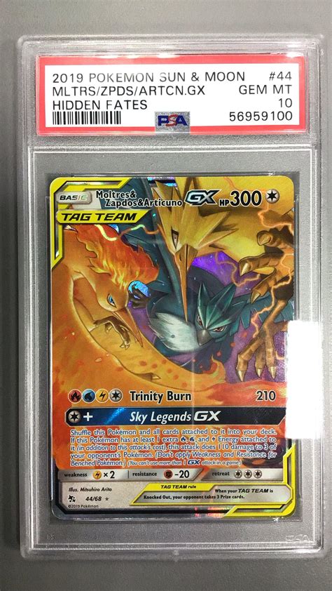 2019 Pokemon Sun Moon Hidden Fates 44 Moltres Zapdos Articuno Gx