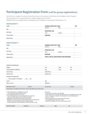 Fillable Online Oldsite Thebakken Participant Registration Form Call