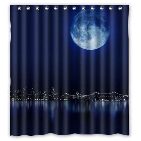 Mohome Beautiful Moonlight Moon Phases Moon Shower Curtain Waterproof