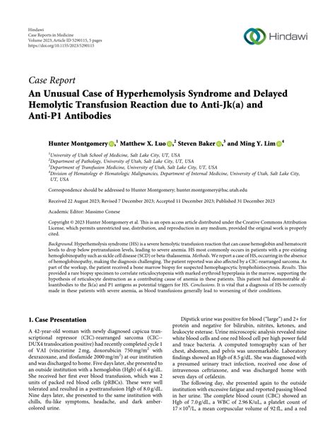 Pdf An Unusual Case Of Hyperhemolysis Syndrome And Delayed Hemolytic