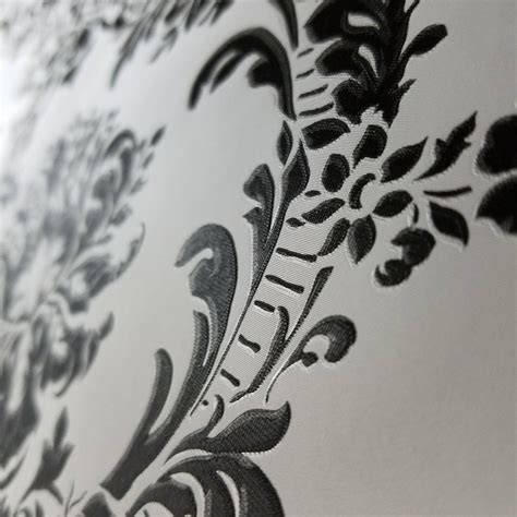 Modern Victorian Damask in Black on Silver Vintage Wallpaper - Etsy