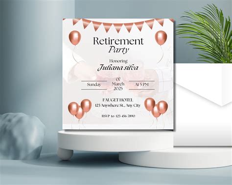 Minimalist Retirement Party Invitation Template Editable Retirement Party Invite Retirement