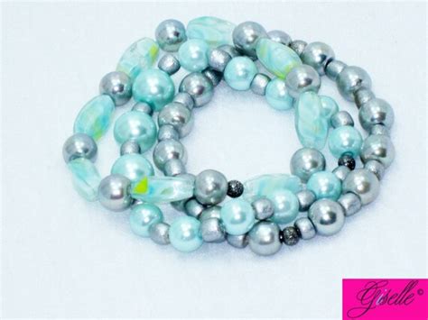 Tiffany Blue Jewelry Beaded Stretch Bracelet Set Of By Bygiselle