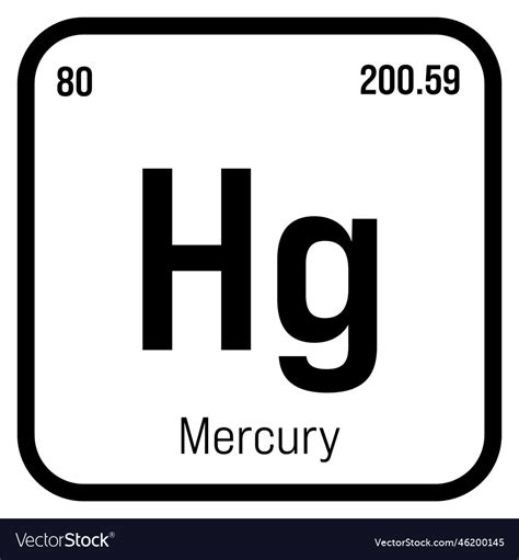 Mercury hg periodic table element Royalty Free Vector Image