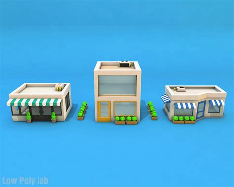 Cartoon City Buildings Low Poly 3d 3d Model 16 Obj Ma Max Fbx