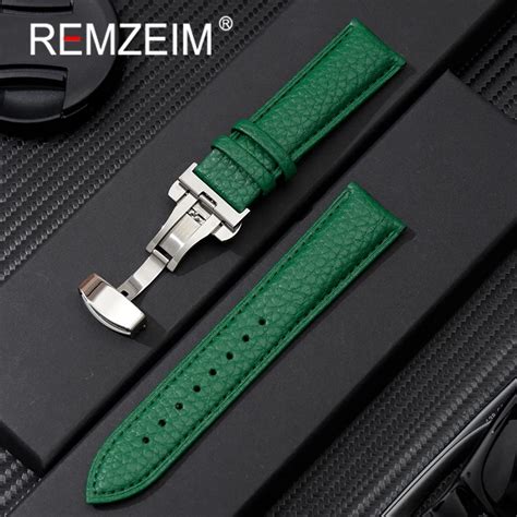 REMZEIM Soft Genuine Leather Smart Watch Band 18mm 20mm 22mm Women Men