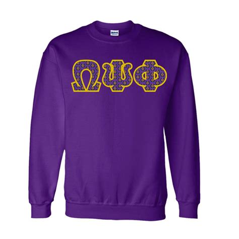 Omega Psi Phi Fraternity Crest Shield Twill Letter Crewneck