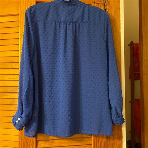 J Crew Tops J Crew Royal Blue Long Sleeve Button With Keyhole