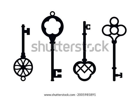 Set Old Keys Silhouette Old Key Stock Vector Royalty Free 2005985891