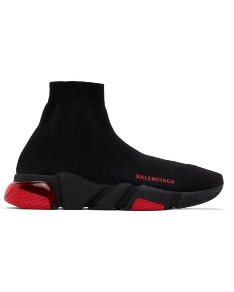 Balenciaga Rubber Black Red Clear Sole Speed Sneakers For Men Lyst