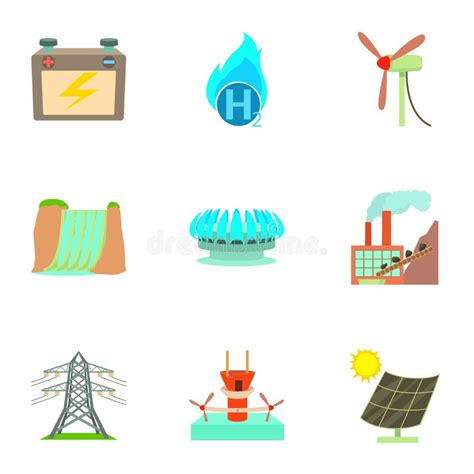 Natural Resource Wealth Icons Set Cartoon Style Stock Vector