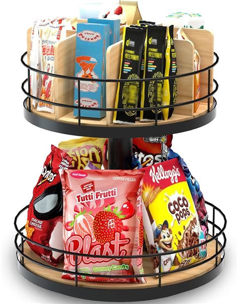 NANAGIFTREE Snack Organizer - Versatile Snack Storage 2 Tier Lazy Susan ...