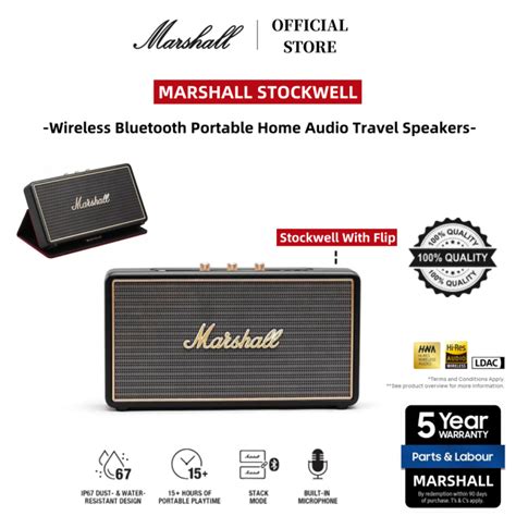 Marshall Stockwell With Flip Cover Wireless Bluetooth Speaker Portable