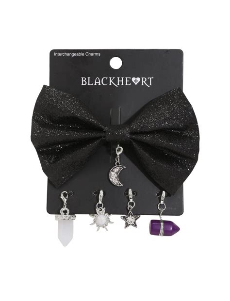 Blackheart Interchangeable Charm Black Glitter Hair Bow Hot Topic