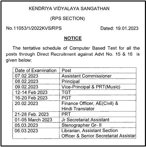 Kvs 13404 Teaching And Non Teaching 2022 Exam Date