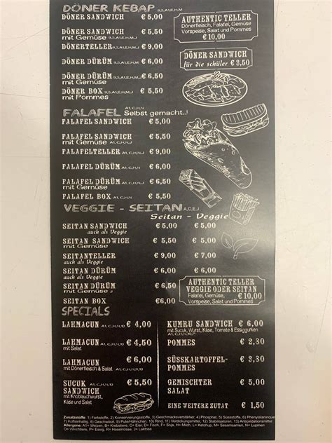 Carta Del Restaurante Authentic D Ner Kebab Munich