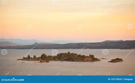 Beautiful Sunset in a Lake`s Island in Patagonia, Argentina Stock Image ...