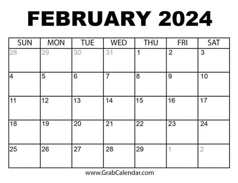 Calendar 2024 February 2024 Aurea Caressa