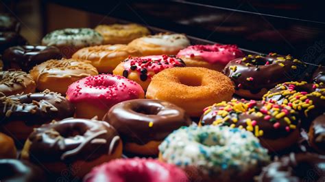 Various Donuts Placed On Trays Delicious Donuts Backgrounds Trays