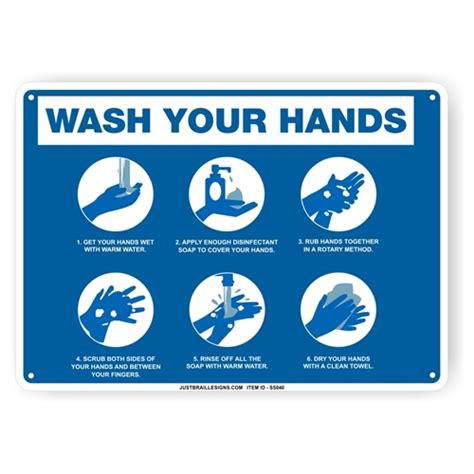 Hand Washing Safety Sign With Directions