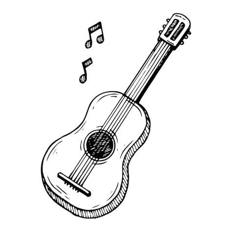 Premium Vector Guitar Sketch Musical Instrument Hand Drawn Illustration