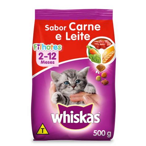 RACAO WHISKAS GATOS FILHOTES CARNE LEITE 500G Estrela Azul