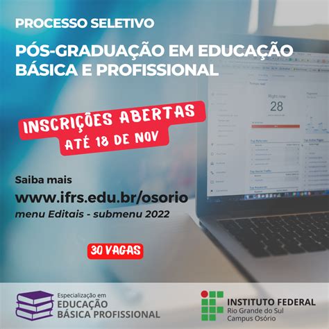 Pós Graduação Em Educação Básica E Profissional Oferece 30 Vagas Para