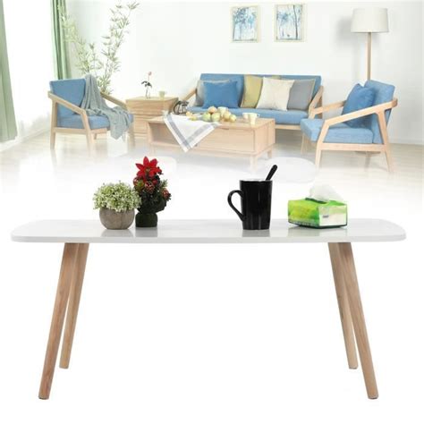 Table Basse SALALIS Table Basse Rectangulaire Simple Blanc MDF