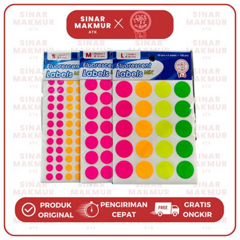 Jual Sticker Label Bulat Warna Mix Fluorescent S M L Tom And Jerry Pak