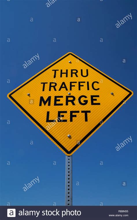 Traffic Sign Merge Road Ahead Hi Res Stock Photography And Images Alamy