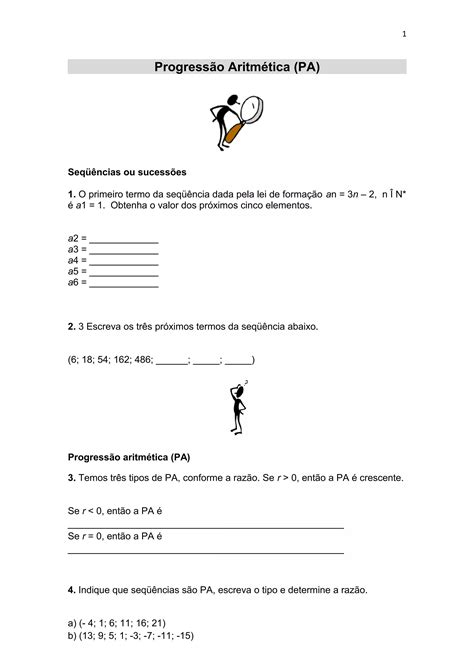 Exercício Progressão Aritmética - Exercicio De Progressão Aritmética Pdf - RETOEDU