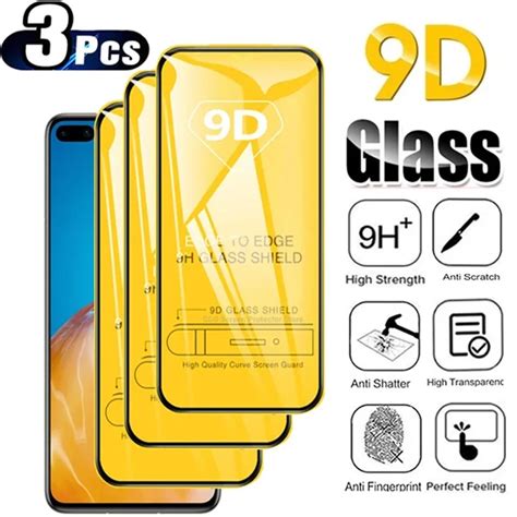 3pcs 9d Full Cover Tempered Glass For Huawei P30 P60 P50 P20 Pro Lite E Screen