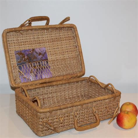 Rattan Wicker Suitcase Etsy