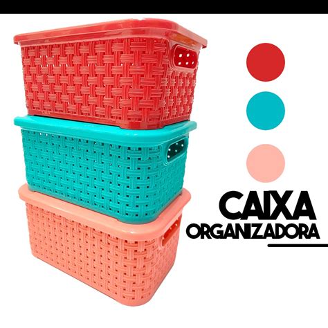 Caixa Cesto Organizador Tampa 7 8 Litros Cores Shopee Brasil