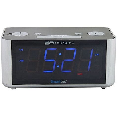 Emerson Smartset Dual Alarm Clock Radio With Usb Charging And Digital Ports Jumbo 14 Led