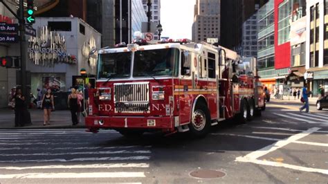 New Fdny Tower Ladder 1 And Fdny Ssl 1 Truck On W 34th St And 7th Ave