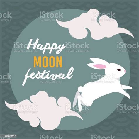 Happy Moon Festival Card With Rabbits Stock Illustration Download