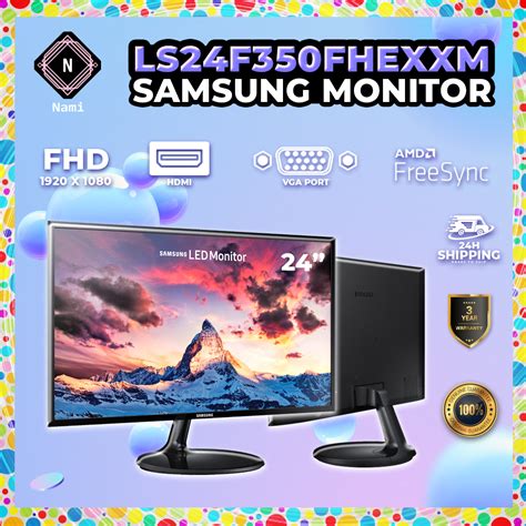 Samsung 24 Inch Monitor Ls24f350fhexxm Full Hd With Slim Depth Design Led Hdmi Vga 60hz