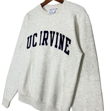 Vintage Uc Irvine University Embroidery Crewneck Sweatshirt Jumper Grey