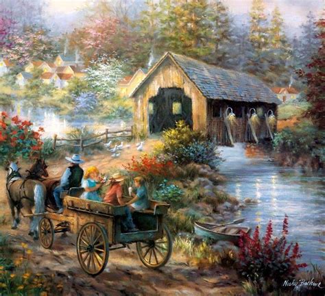 Solve Merriment At Covered Bridge By Nicky Boehme Jigsaw Puzzle Online