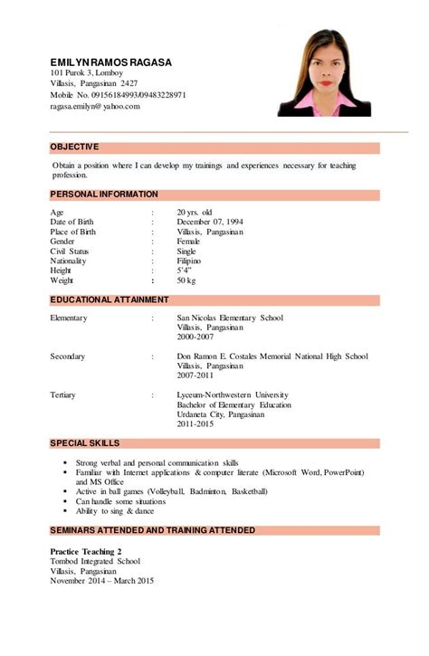 Example Of Profile In Resume