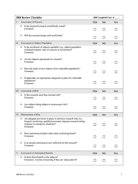 Fillable Online Campbell Irb Review Checklist Fax Email Print Pdffiller