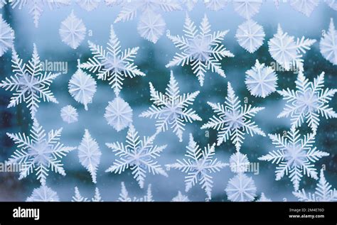 Snowflakes on window pane - digital illustration Stock Photo - Alamy