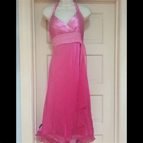 Cache Hot Pink Shaded Dress Satin Silk Halter Nice Gem